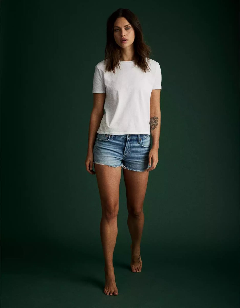 Shorts American Eagle AE77 High-Waisted Denim Indigo Femme | YRF-92141801